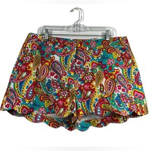 ATTYRE New York Scalloped Bright Paisley Shorts with Pockets Plus Size 18